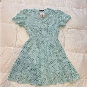 Elegant Eyelet Mint Dress